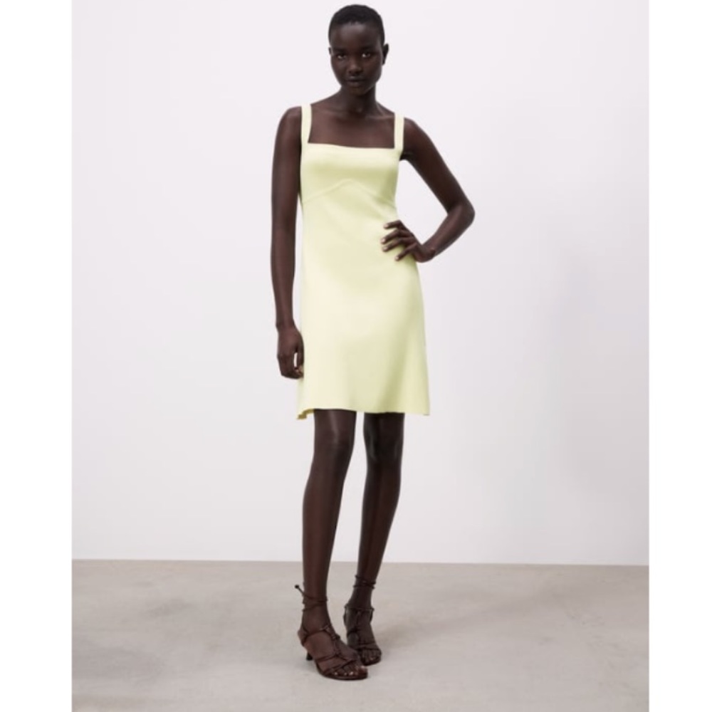 ZARA KNIT YELLOW DRESS WITH STRAPS